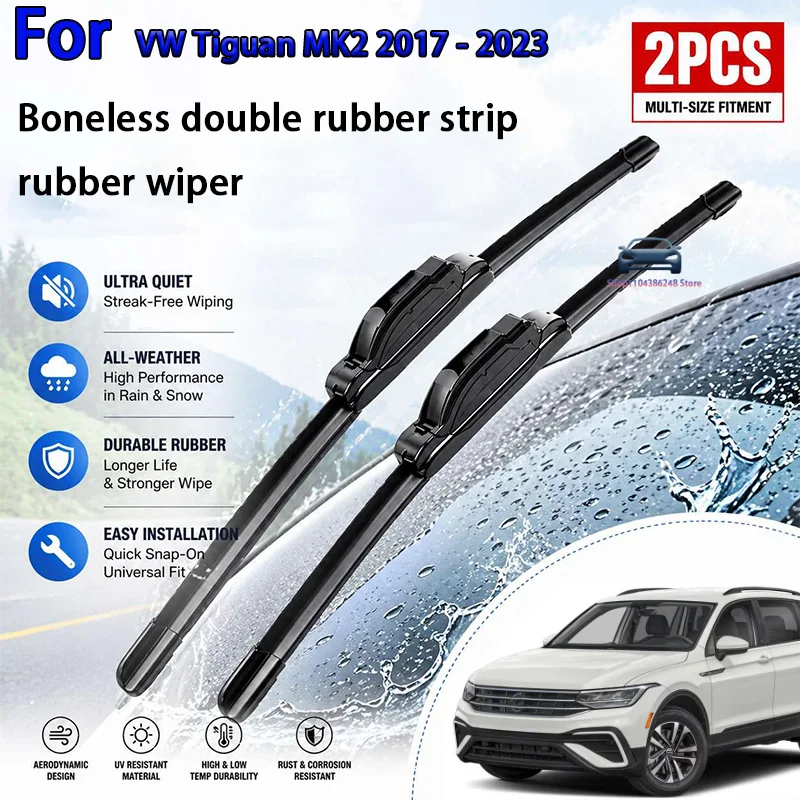 

Front Wiper Blades Set For VW Tiguan MK2 2017 - 2023 Windshield Windscreen Window Brushes 26"+21" Modification Parts