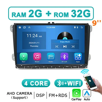 7 ''8'' 9 ''Scherm Android 14 Autoradio Carplay Voor Vw Amarok Skoda Fabia Limousine Roomster Seat Altea 2 Din Multimedia Speler
