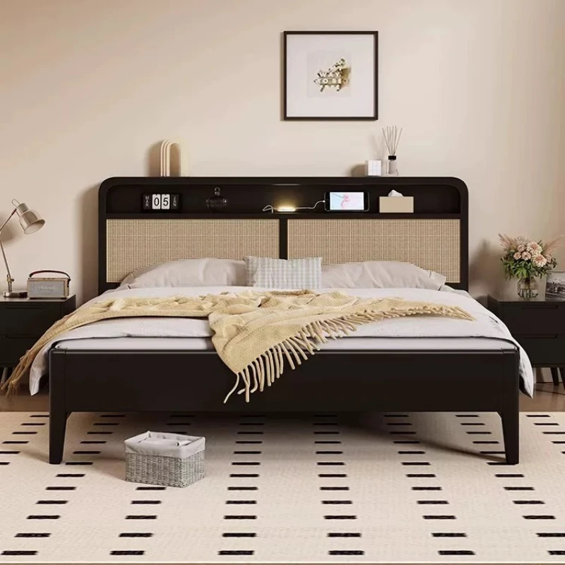 

Bedroom Luxury Massage Bed Modern Frame Safe Queen Design European Rattan Wooden Bed Sleeping Simple Muebles Salon Furniture