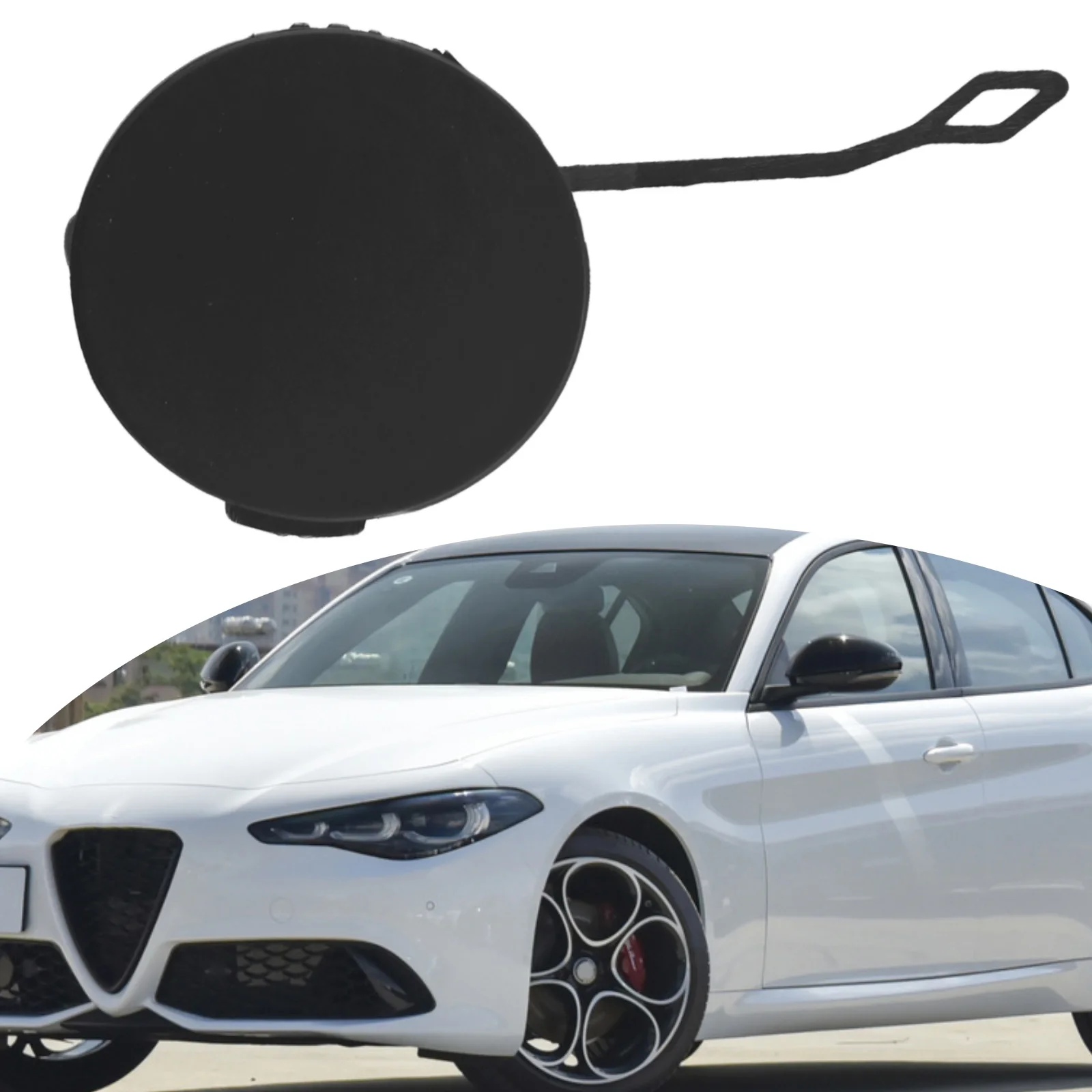 Left Front Bumper Towing Hook Cap Trailer Cover for Giulia 2015 2017 Robust ABS Material Ensures Long lasting Use
