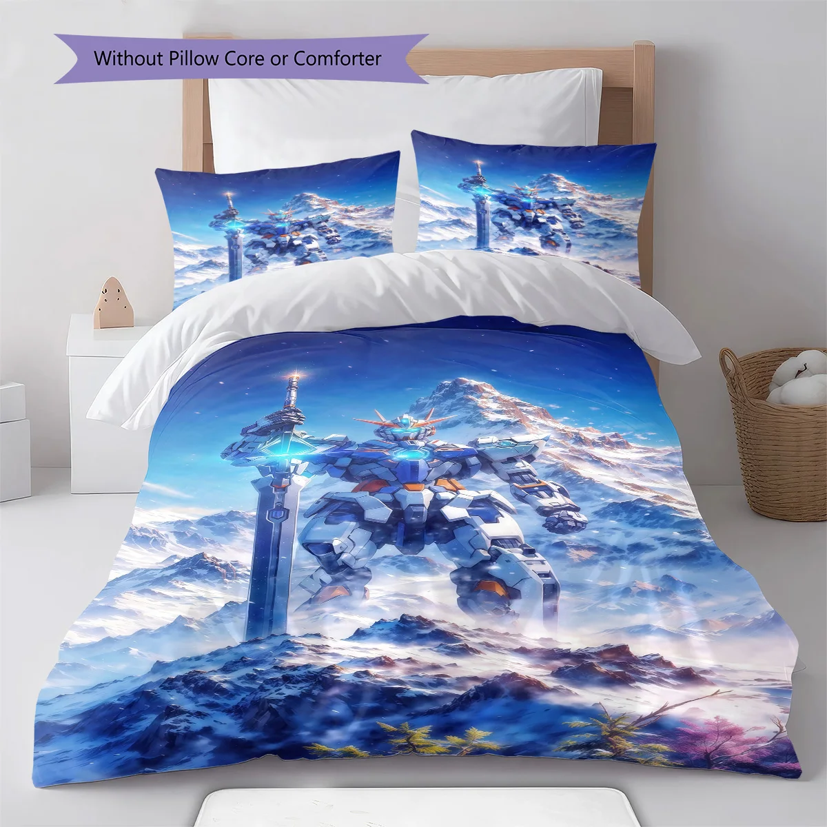 Gundam Action Pose RX-78 Anime Bedding Set Duvet Cover Polyester Soft Bed Linen Set -QJY