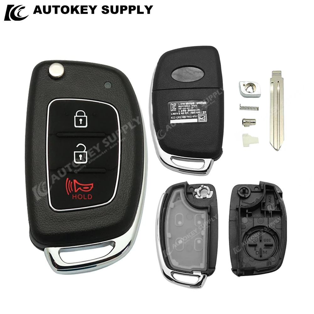 

AutokeySupply For New I10 I20 I20 I30 3 Buttons Remote Flip Key With Hold In Red AKHKF127