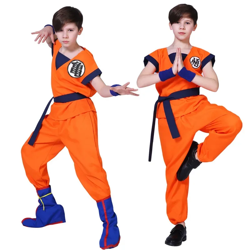 Vakantiepakken Son Goku Carnaval Anime Cosplay Kostuums Top/Broek/Riem/Staart/Pols/Pruik Voor Volwassen Kind