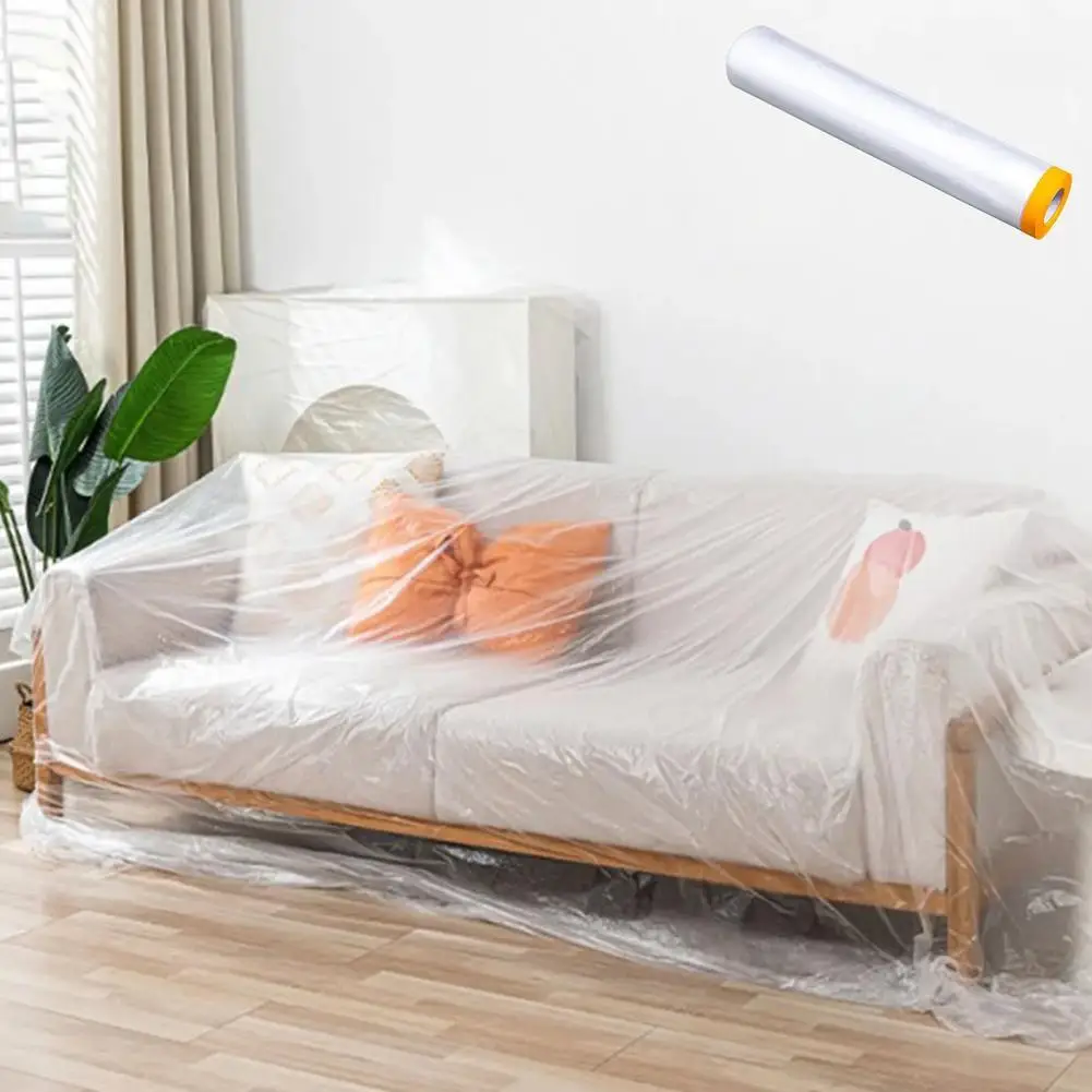 20M Furniture Dustproof Protection Film 55/110cm Self-Adhesive Masking Film Car Repair Masking Film Decor Wall Paint Cover