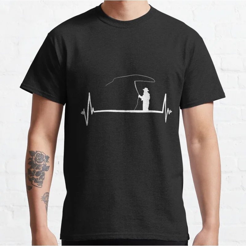 

Funny Fly Fishing Fish Angling Fishermen Rod Gift clothing Short-sleeve crewneck T-shirt large size Adult Tops S-6xl