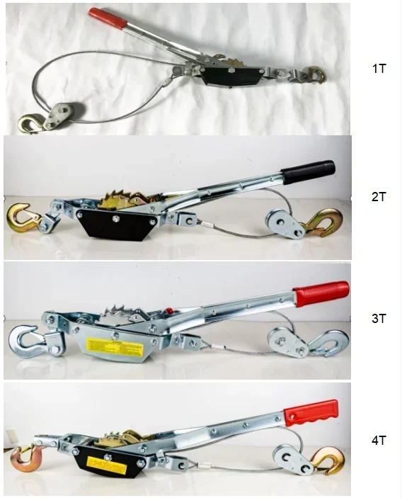 American Type Wire Rope Hand Pulling Ratchet Cable Puller, Power Puller Cable Tightener 2 Hooks