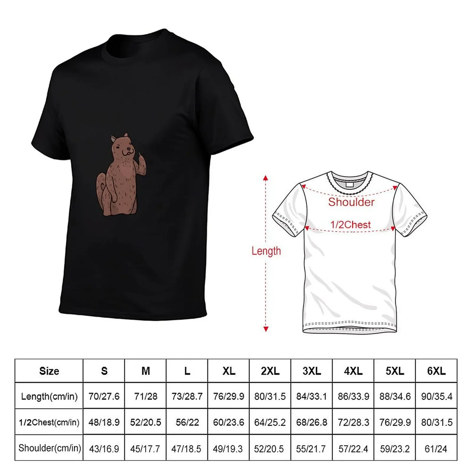 Grumpy Squirrel Holding Middle finger funny gift T-Shirt Outdoor Work Short Sleeve Top