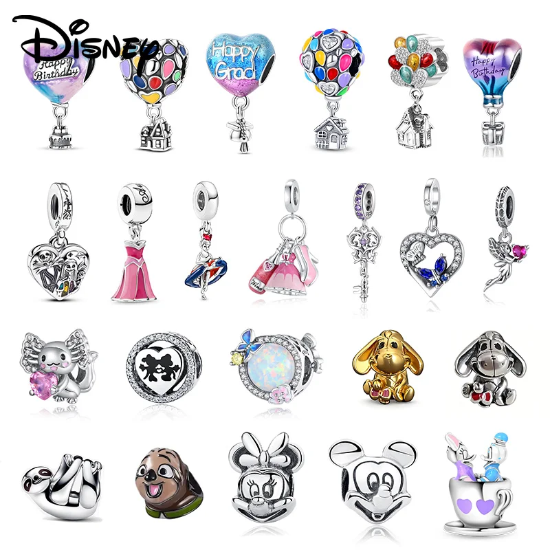 

Подвески-бусины из серебра 925 пробы с Микки Маусом и красочным воздушным шаром, в стиле платья принцессы, подходят для девочек, для создания браслетов своими руками.