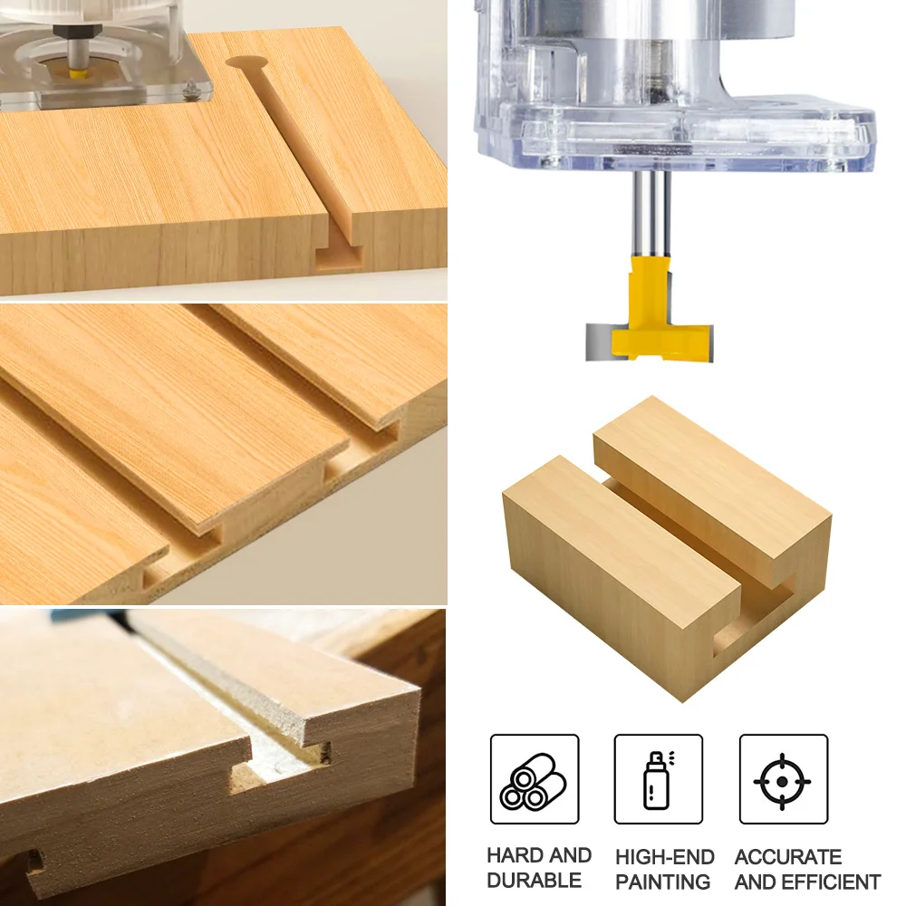 T-sloting Router Bit 8Mm Shank T Type Slotting Cutter untuk Alat Ukiran Kayu Tenon Miling Cutter Router Wood Bit