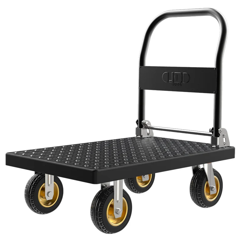 OEM High Quality CE Certified Heavy Duty Foldable Iron Hand Cart Four-Wheel Platform Trolley High Tools
