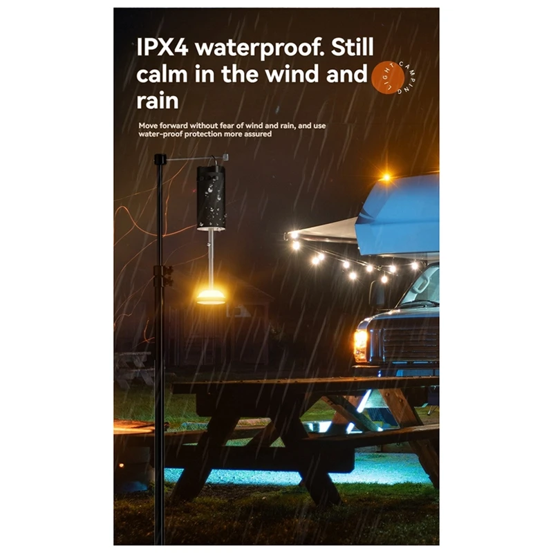 

Уличный фонарь для кемпинга, 8000 мАч, перезаряжаемые красочные фонари с магнитом, портативный аварийный светильник для палатки, рабочее освещение-ABWY