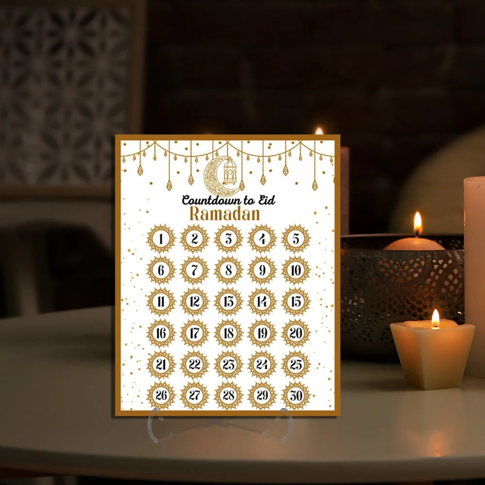 تقويم العد التنازلي لحديث رمضان من الأكريليك: ديكورات رمضان لديكور طاولة عيد مبارك المنزلي، تقويم 30 يومًا لهدايا رمضان