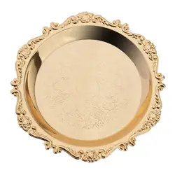 Metal Golden Plates Fruits Holder Dishes Tableware Home Gathering Dinner