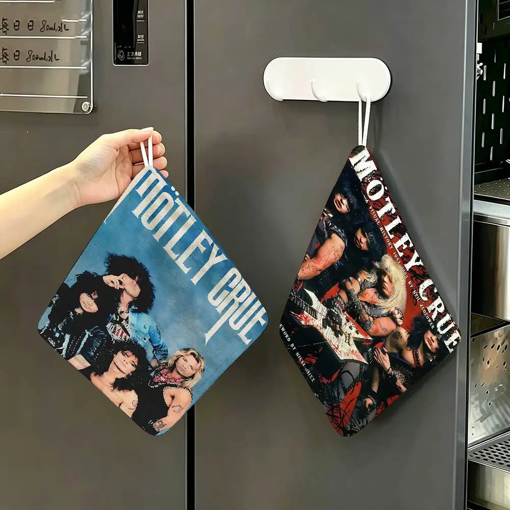 Classic M-Motley Crue  Polyester Cotton Hand Wiping Towel, Hanging Design, Durable for Household Restaurant Toilet Use