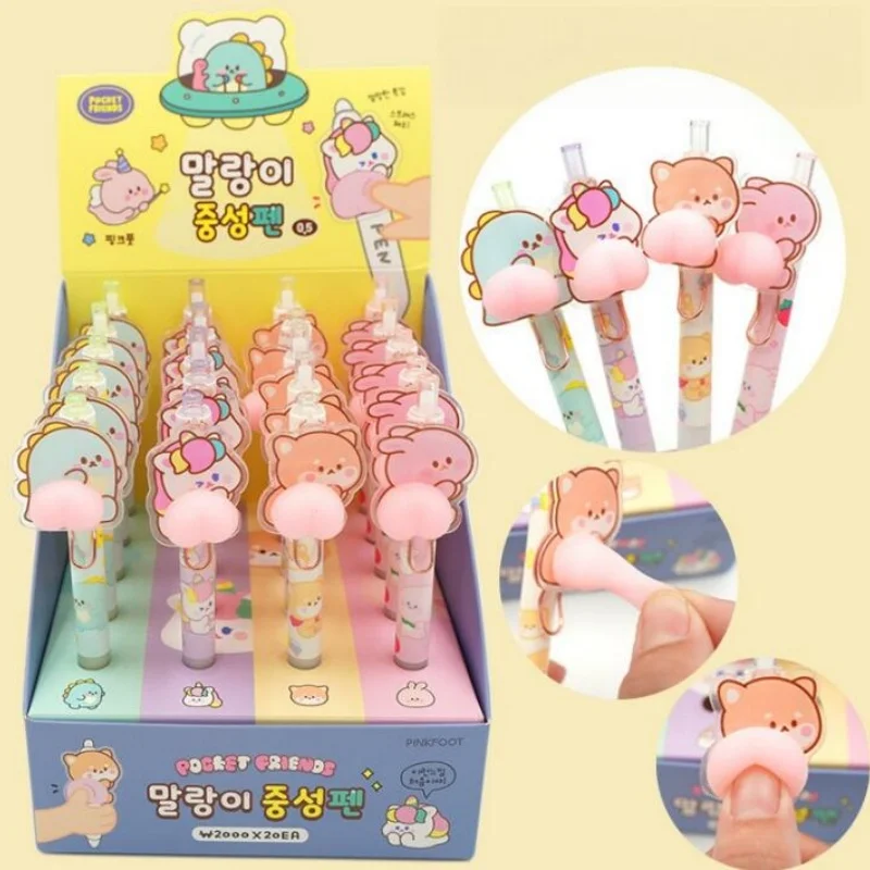 

20pcs/lot Kawaii Dinosaur Dog Rabbit Press Gel Pen Cute Unicorn 0.5mm Black Ink Neutral Pen Gift Stationery Office School Supply