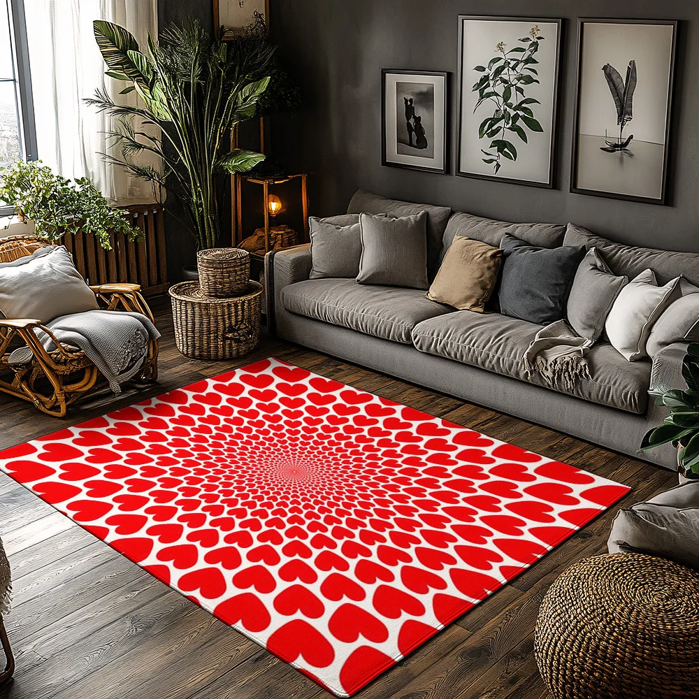 

Tuniu Red Heart Pattern Rug Mat Doormat Kitchen Floor Carpet Decorative Home Decor