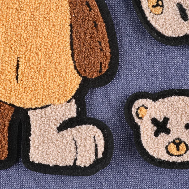 Cartoon Bear Chenille Embroidered Big Plush Patch Badge Clothing Accessories DIY Sewing Embroidery Jacket Clothing Patches