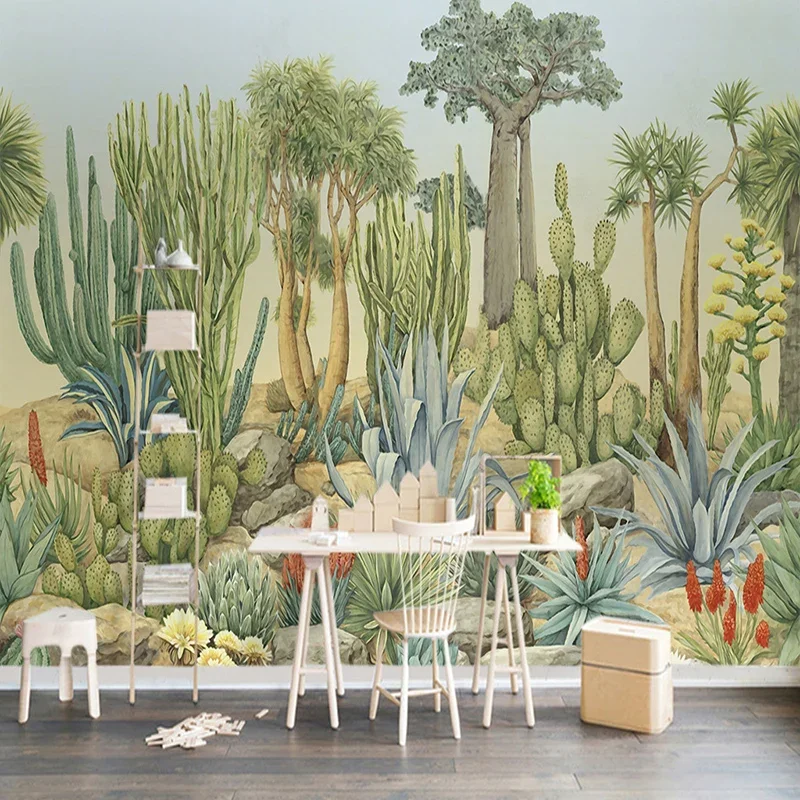 Custom Mural Wallpaper 3D Stereo Cactus Tree Green Leaf Wall Painting Living Room Bedroom Hotel Background Wall Papers Fresco