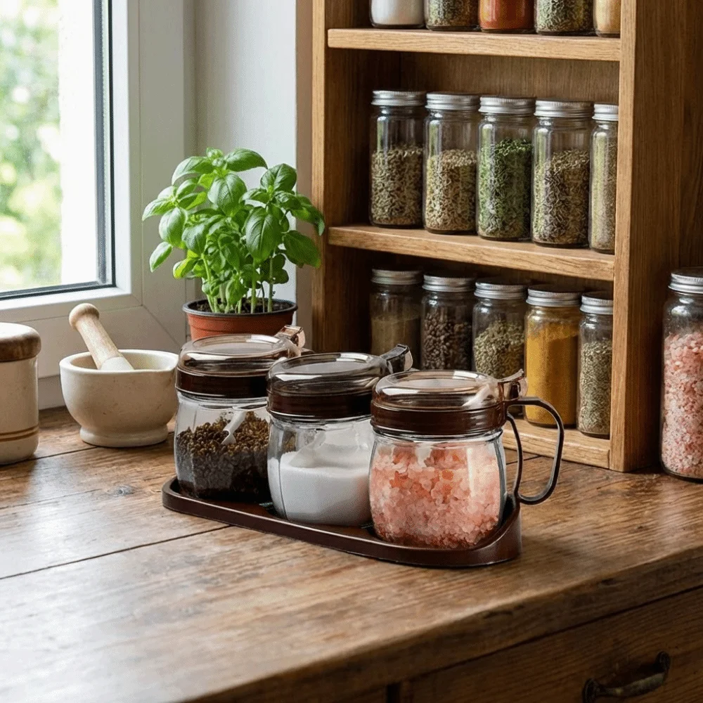 

Влагонепроницаемые стеклянные банки для специй, большой объем, герметичные контейнеры для приправ, комбинированный набор, прозрачные емкости для домашнего использования