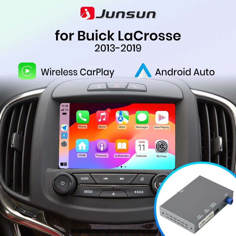 Junsun Wireless CarPlay Android Auto Interface Adapter für Buick Regal Envision VERANO, für Cadillac SRX XTS ATS CTS 2013-2019, für Opel Insignia Astra, für Chevrolet Silverado 2014-2018 mit 8''