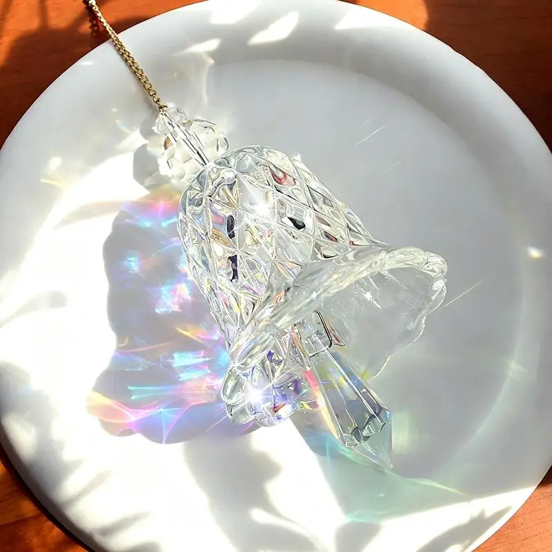 Elegant Crystal Wind Chime Glass Bell Suncatcher Hanging Decoration For Home Garden Christmas Gift Idea Crystal Bell Wind Chim