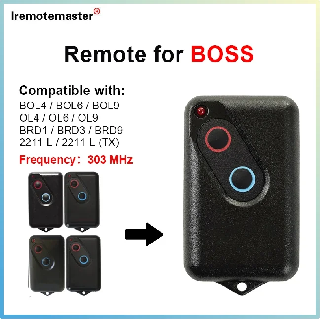 

Newest Boss Guardian Steel-Line 2211L Compatible Garage Door Remote for BHT4 BRD1 BOL4 BOL6 303mhz