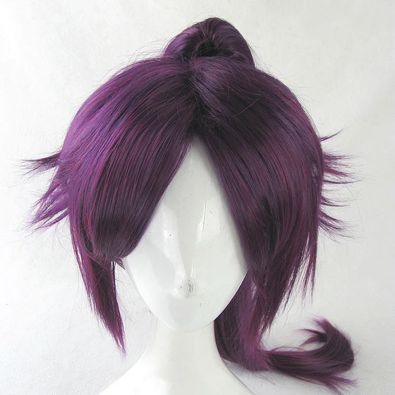 Shihouin Yoruichi parrucche Cosplay fibra ad alta temperatura capelli sintetici viola misto lungo Chip coda di cavallo parrucca Cap