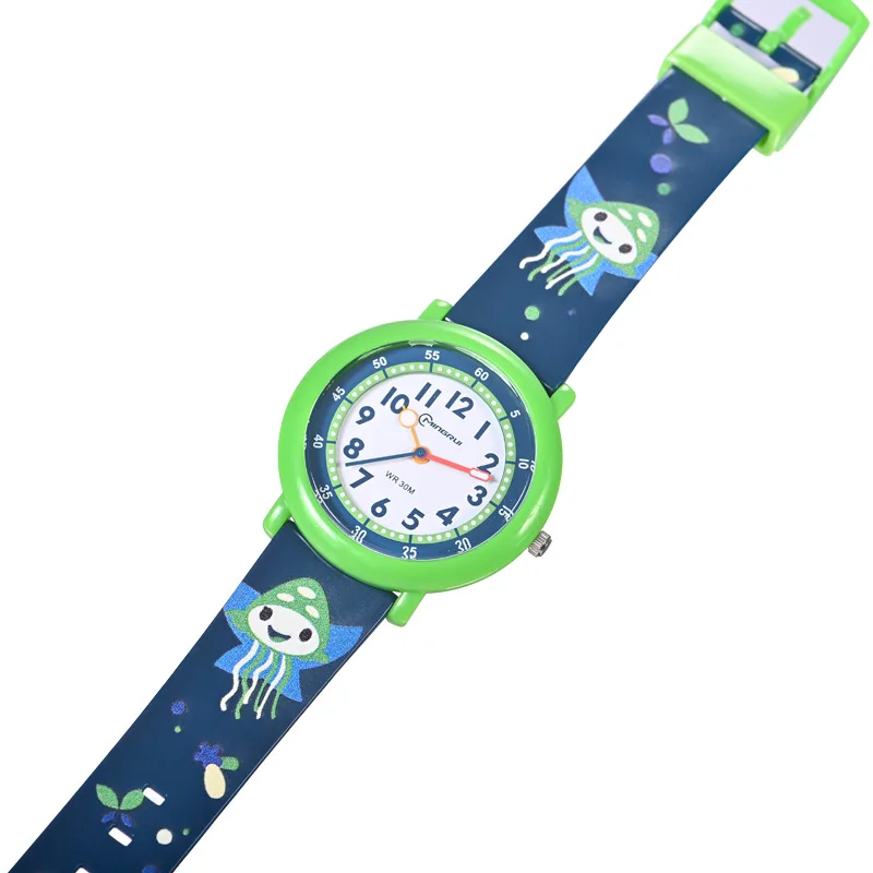 Kids Watch Cute Dolphin Cartoon Quartz Waterproof Silent Outdoor Sports Glow Rubber Boys' Watch Girls' Watch Childhood Clock