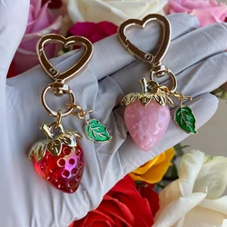 Sweet Strawberry Colorful Phone Chain Handmade Keyring Bag Pendant For Women Gifts