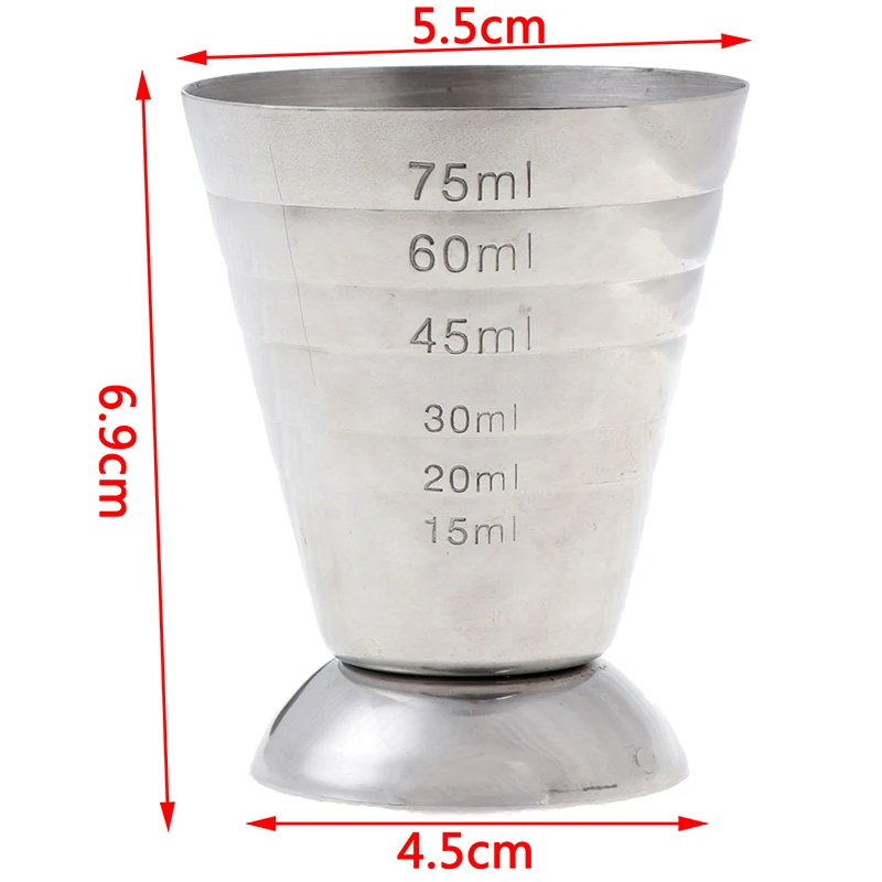 1PC 75ml 3 In 1 Stainless Steel Measuring Cup Cocktail Tools Bar Jigger Cup w/ml/oz Tbsp Measurement Unit for Bars Making