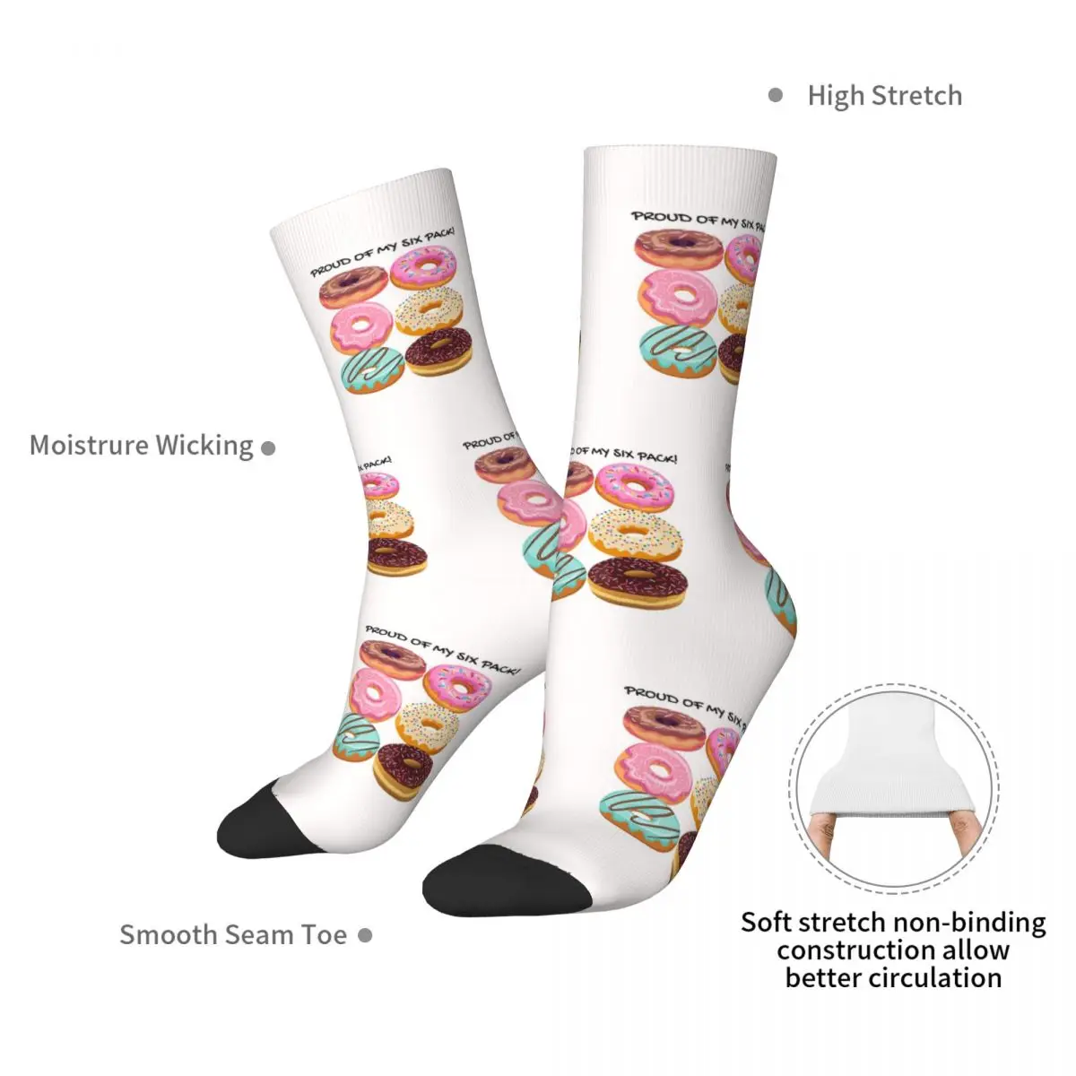 私の6パック腹筋が誇りに思っています。 ドーナツ 6 パック 2 靴下原宿高品質ストッキングオールシーズンロングソックスアクセサリークリスマスギフト
