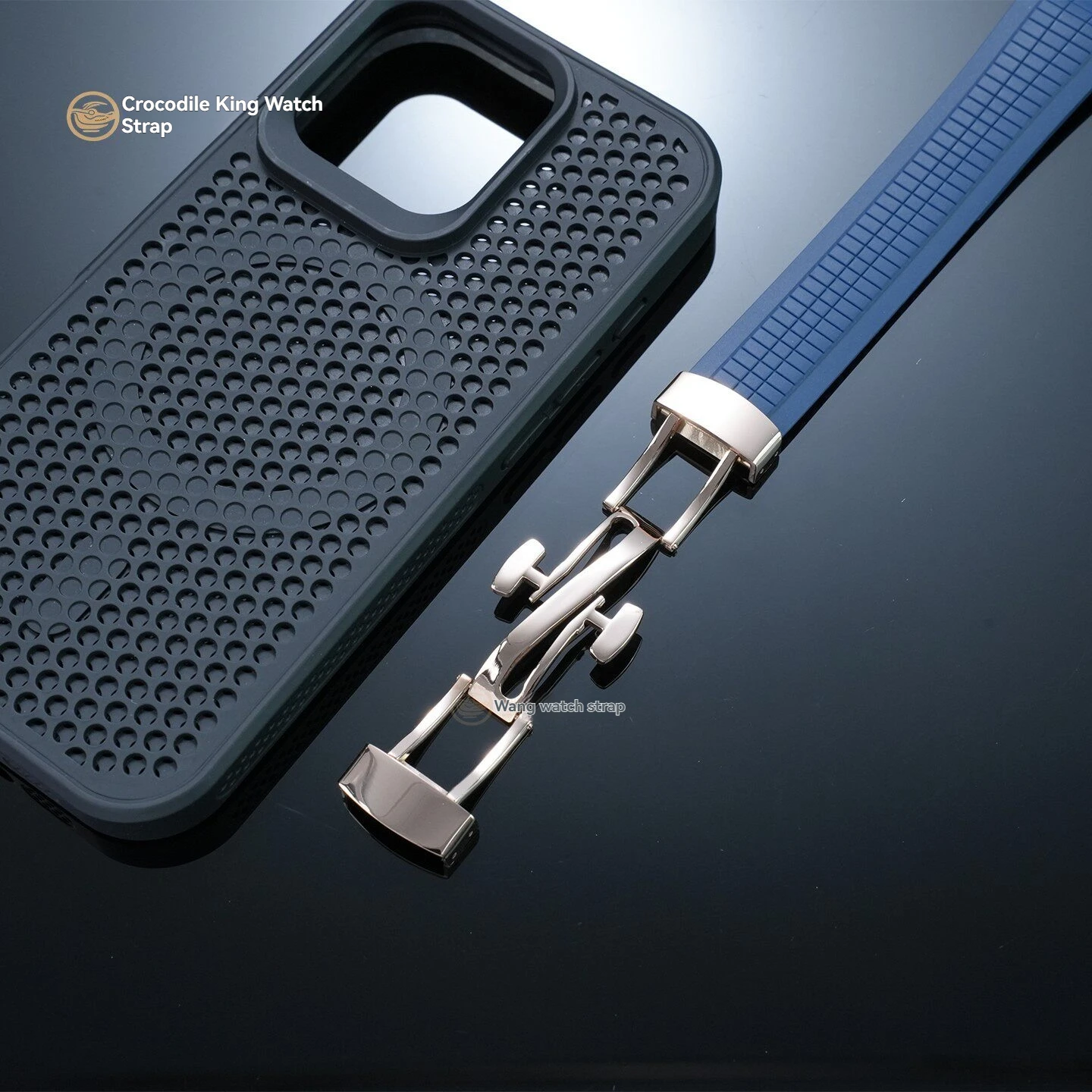 For Patek Philippe Aquanaut 5067A Stainless Steel Buckle with Double-Push-Button Folding Clasp and Silicone Strap Accessories