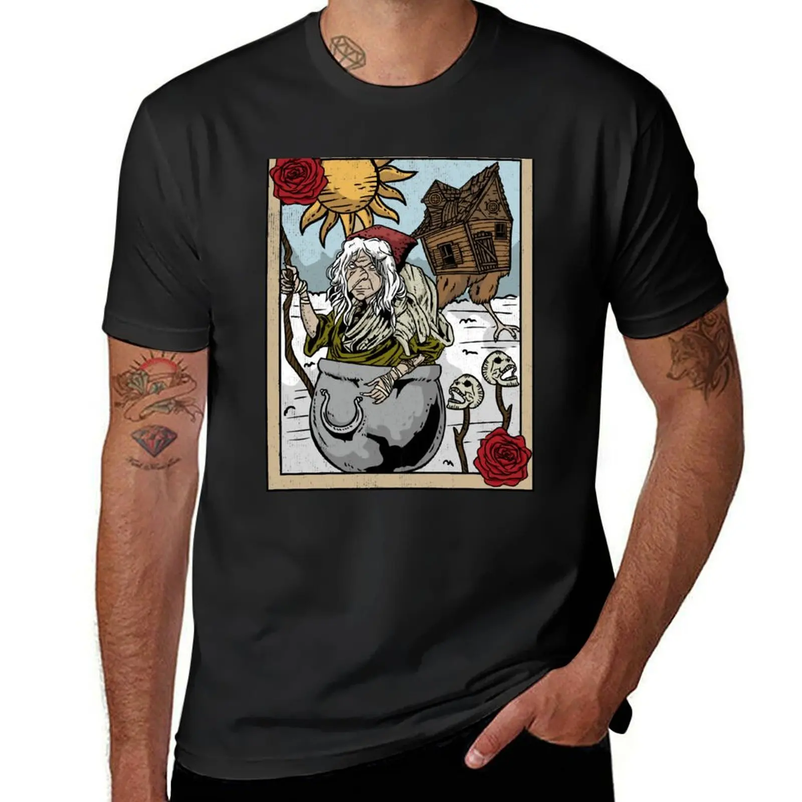 

Baba Yaga - Witch Witchcraft Spells Tarot Card T-Shirt quick-drying oversizeds workout shirts for men