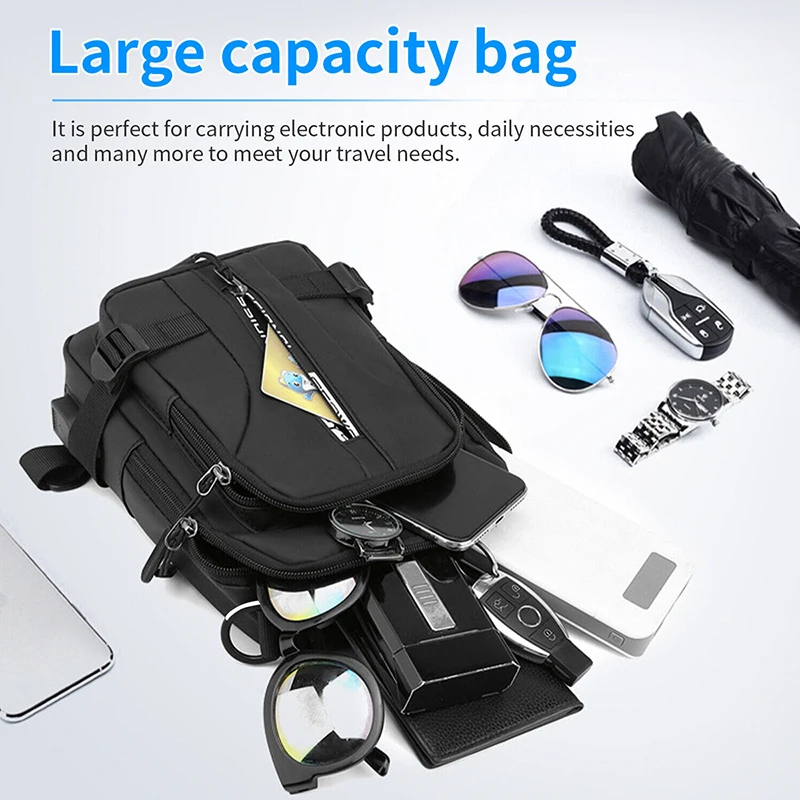 Men Chest Bag Fashion New Solid Color Chest Bag Outdoor Casual Shoulder Bag Large Capacity Crossbody Bag