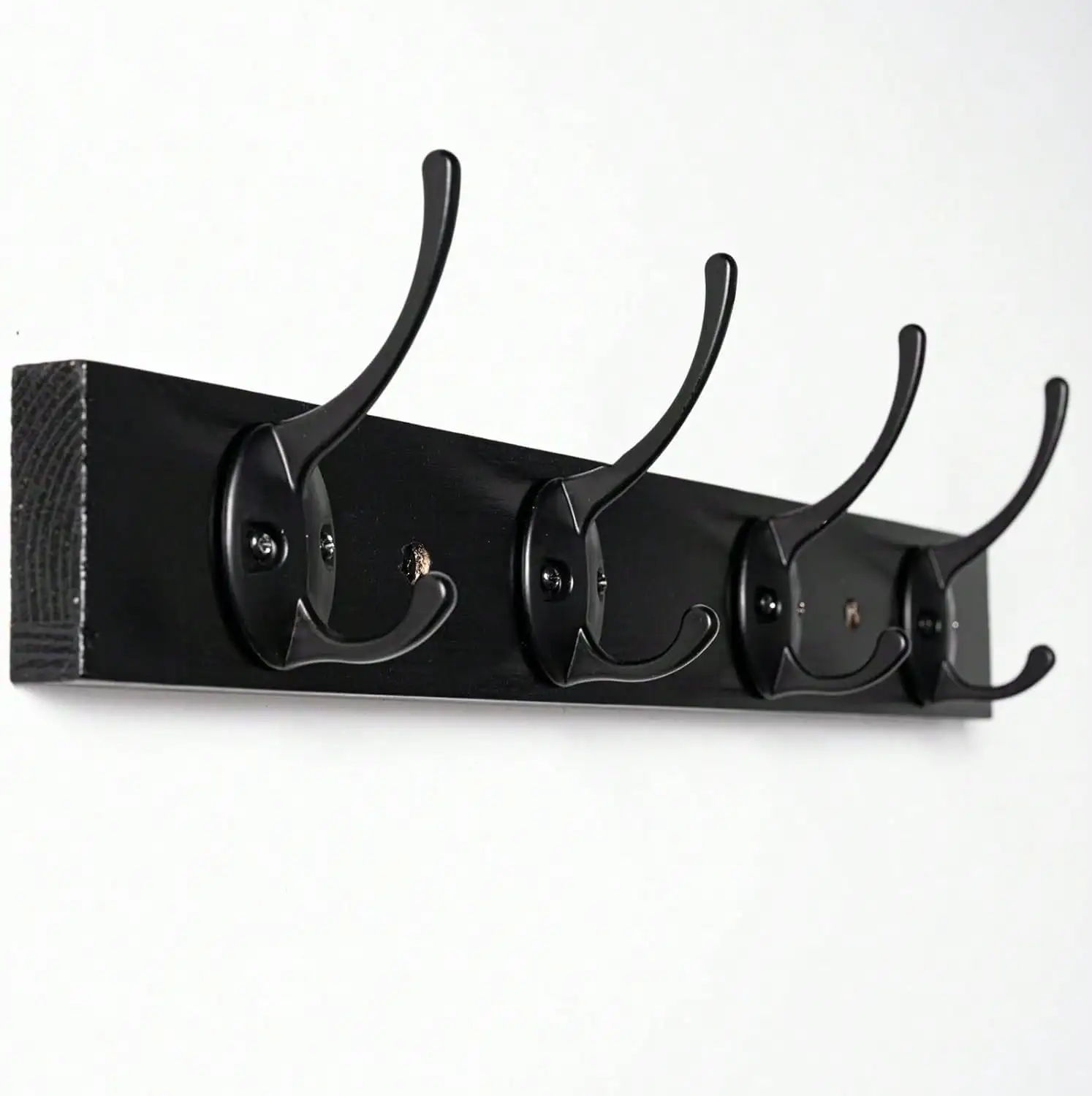 

Wall Mounted Coat Hooks, 4-Hook Wooden Hat Rack Entryway, Bathroom, Bedroom (Brown)