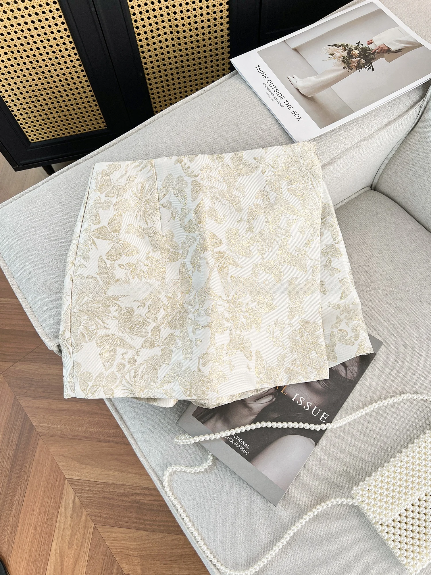 

Ele Slimming Summer New Faion High Waist A-Line Midi Skirt Women's Ele Faionable Floral Embroidery Chinoiserie Sle