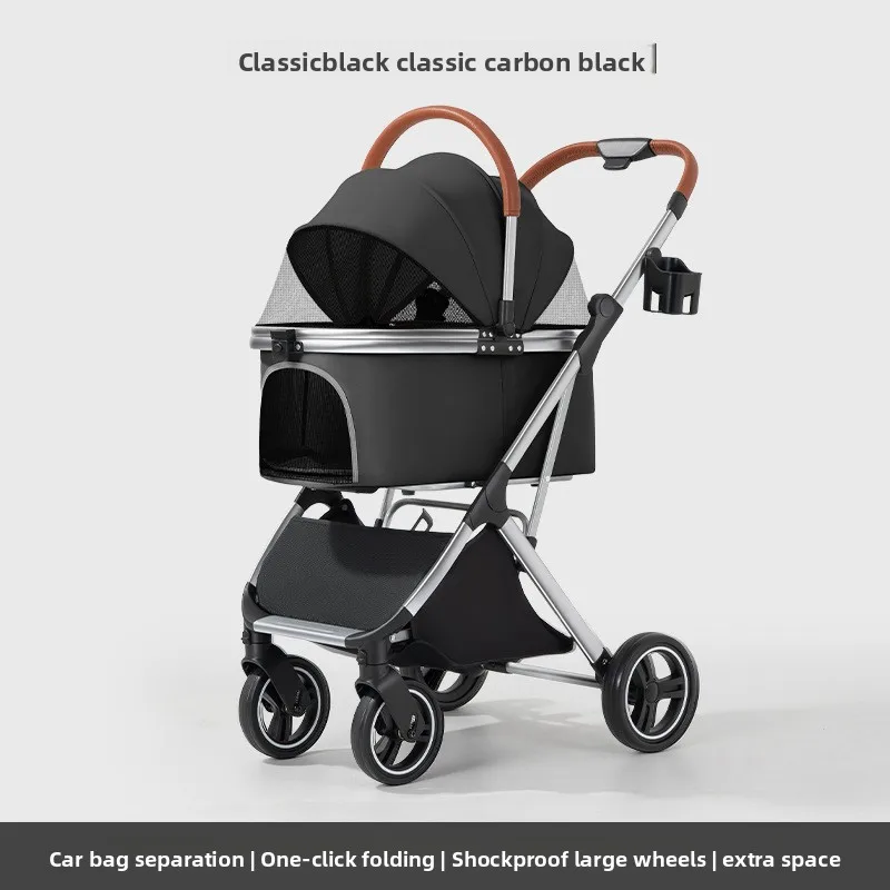 

Portable Dog Stroller Foldable Travel Carrier for Small Medium Breeds Aluminum Frame