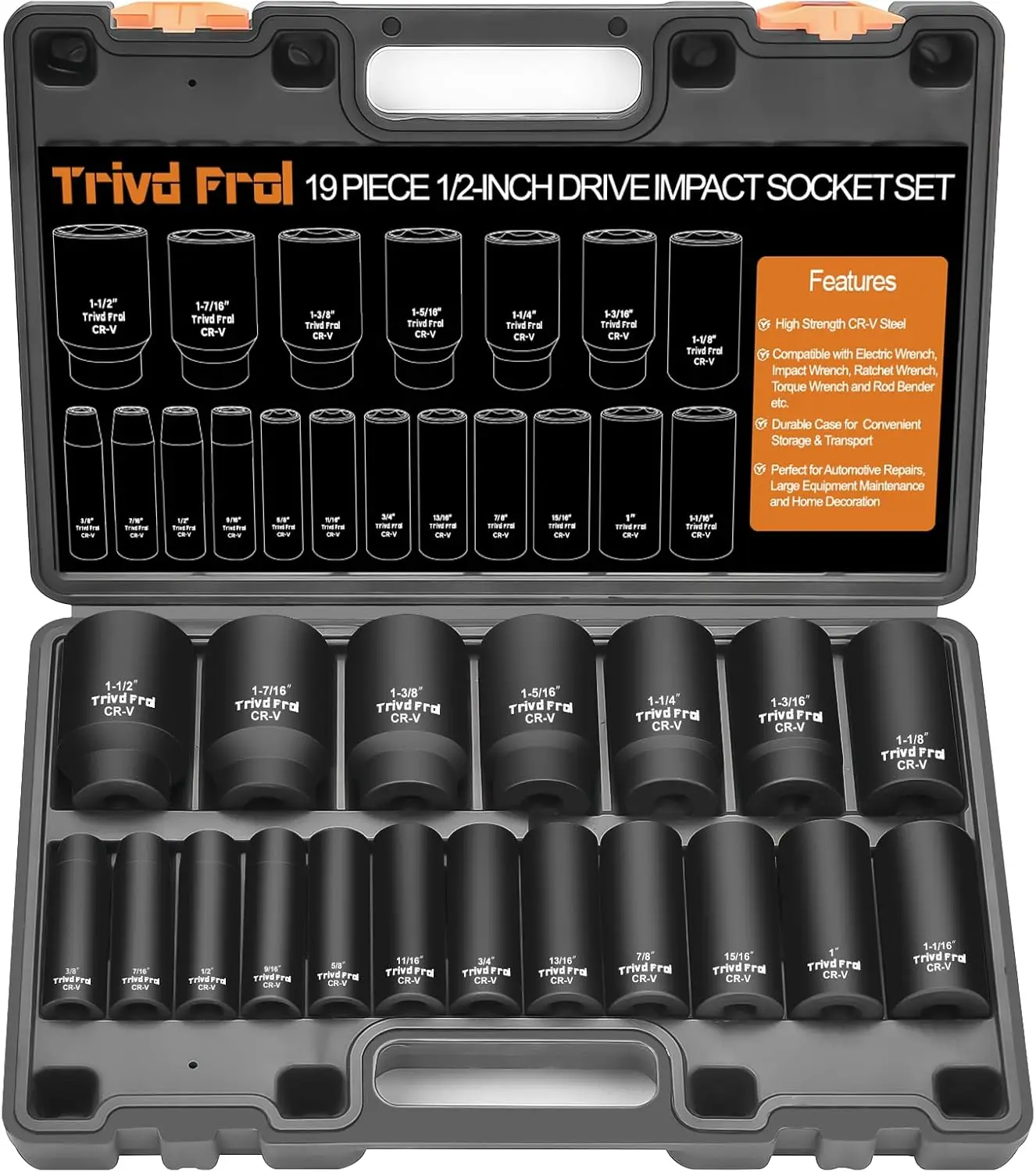 19Pc 1/2" Drive Dee…