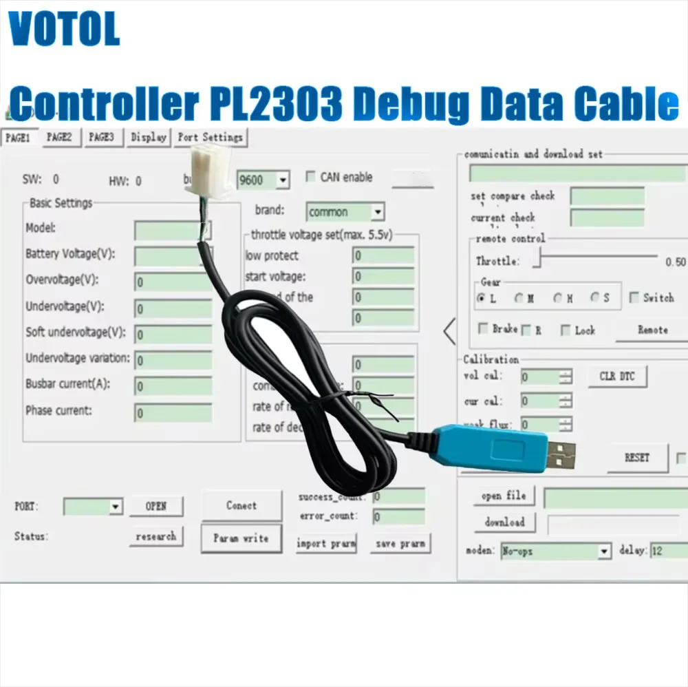 NEW VOTOL Controller USB PL2303 EM30 EM50 EM80 EM100 EM150 USB Cable Data Cable for Adjusting Controller Parameters