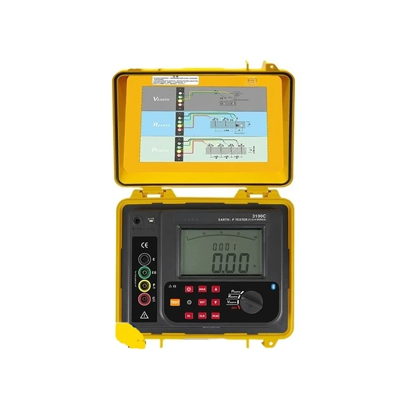 3100C Digital Soil Resistivity Tester Ground Resistance Voltage Meter Handheld Earth Resistance Testing Instrument for