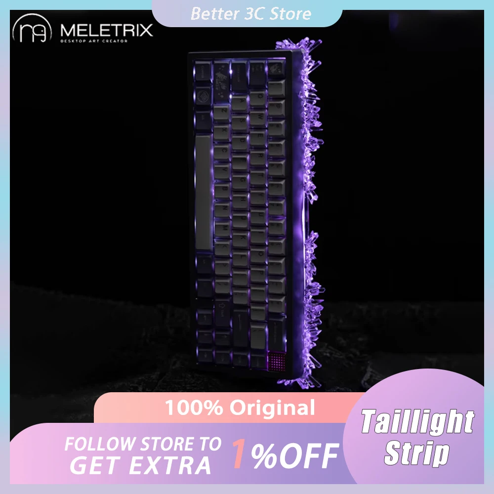 MELETRIX Zoom65 V3 Crystal Taillight Strip 3D Printing Custom Light Bar Mechanical Keyboard Accessories For Zoom65 V3 Keyboards