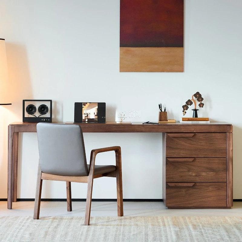 Walnut Wood Office Desks Luxury Living Room Kitchen Homestay Office Desks Advanced Minimalist Furniture Escritorio Ls40bgz
