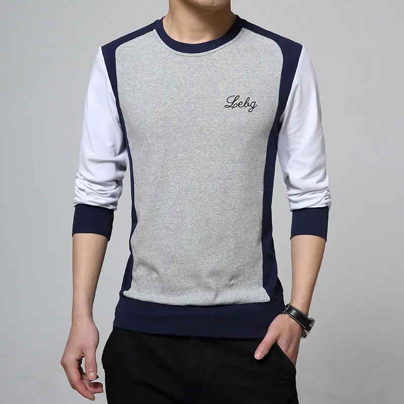 

Slim Fit Men's T-shirts Polyester Xl 90s Vintage Tight Sweatshirt Full Sleeve Luxury 2025 Japan Size Male Pullover Round Neck
