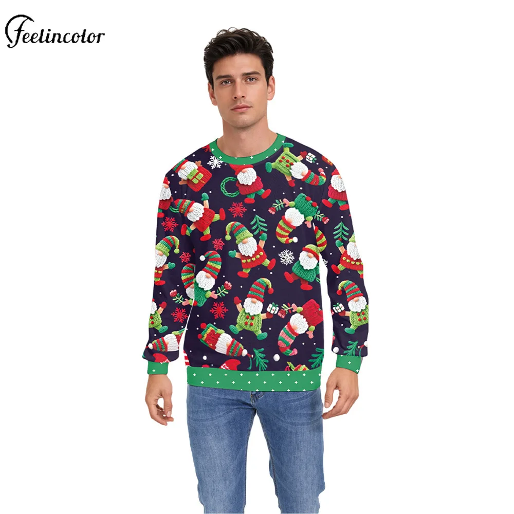 امرأة رجل سانتا ثلج القبيح عيد الميلاد بلوزات شجرة عيد الميلاد ثلاثية الأبعاد الرقمية المطبوعة البلوز زوجين Crewneck البلوز الأسرة Casua