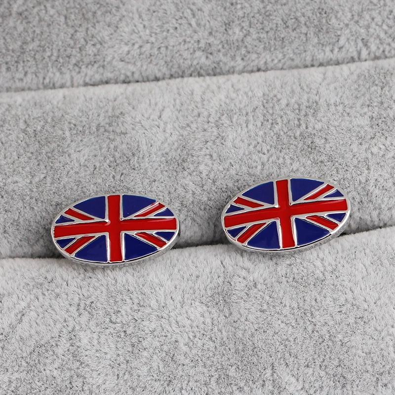 Boutons de manchette ovales Union Jack drôles, bouton de manche en émail bleu rouge Gemelos pour gentleman anglais