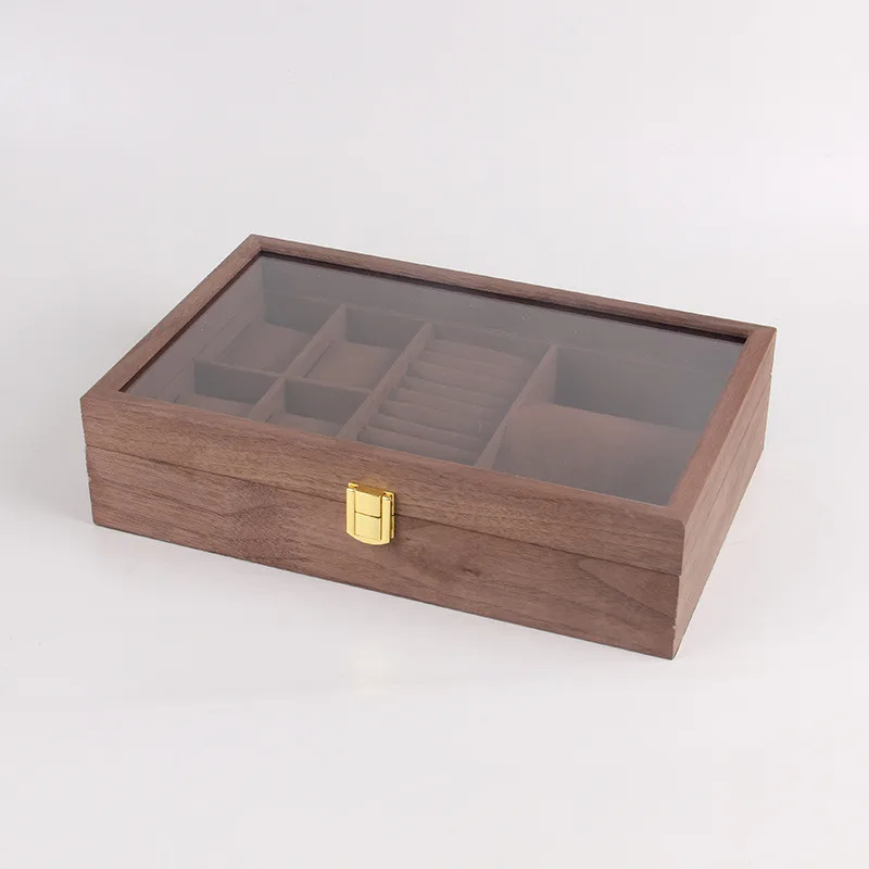 Jewelry Box Organizer For Women Men Watch Case with Removable Tray Wood Jewellery Storage Holder Display for Watches Rings