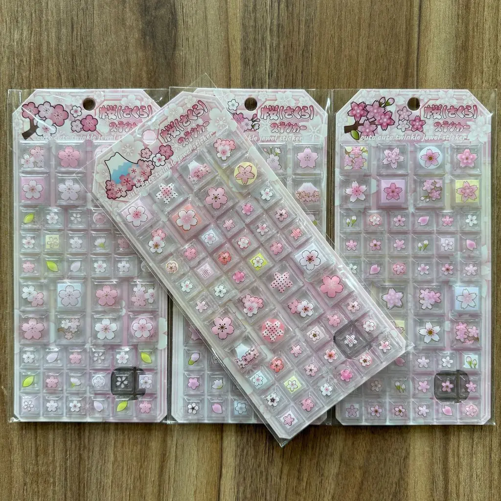 

Набор из 4 розовых наклеек с цветами вишни и горой Фудзи, блестящие цветочные стикеры для DIY-проектов, золотые наклейки для сохранения воспоминаний