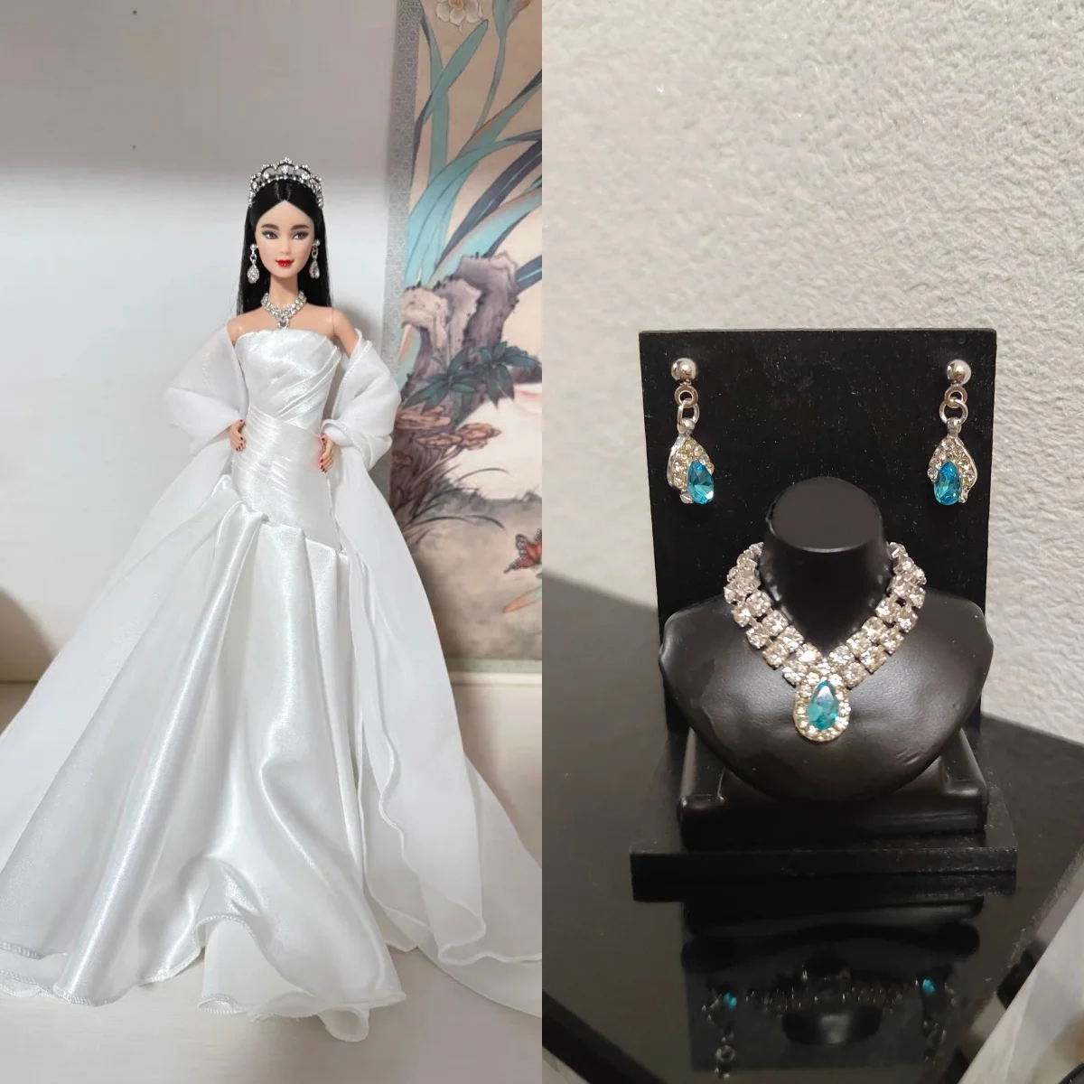 

Senior Sense Luxury Design Diamond Earrings + Necklace Set 1/6 Scale Doll Jewellery Accessories For 30cm Doll Party Dress Up