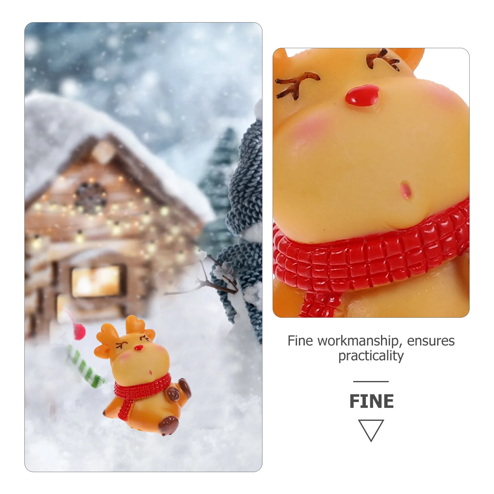 

6pcs Christmas Deer Statue Resin Mini Figurines Holiday Home Decor Office Landscaping Adornments Micro Landscape Fairy Garden