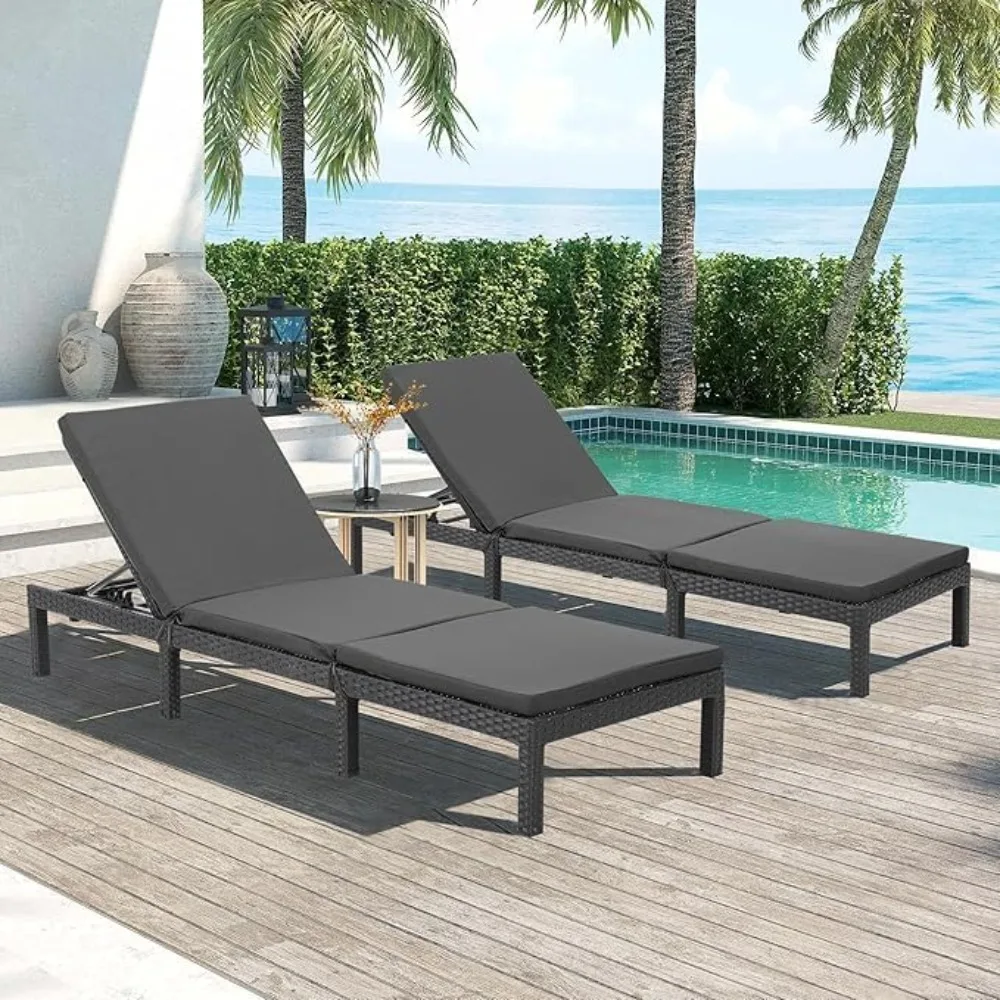 

Outdoor Chaise Lounge Chairs Set of 2 with 5-Position Adjustable Backrest,Sun Loungers for Garden Pool Beach Patio Deck